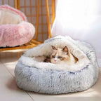 Cama semi-cerrada para gato con cubierta universal para las cuatro estaciones, nido con caparazón, para perro pequeño, suministros para mascotas de invierno