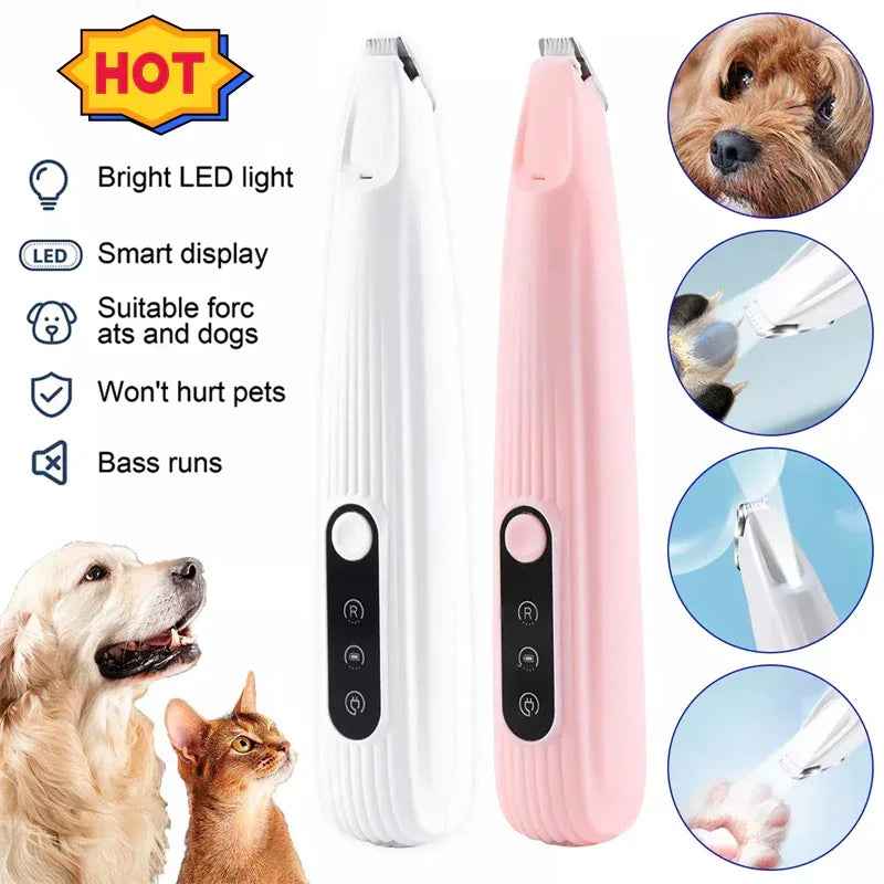LED Pet Paw Hair Trimmer Electric Clipper for Dogs & Cats