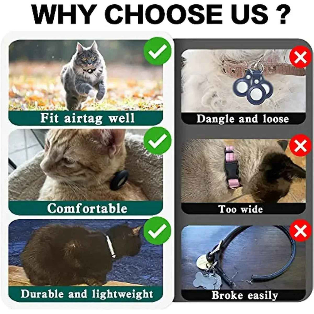 Reflective Waterproof AirTag Cat Collar with Holder Case