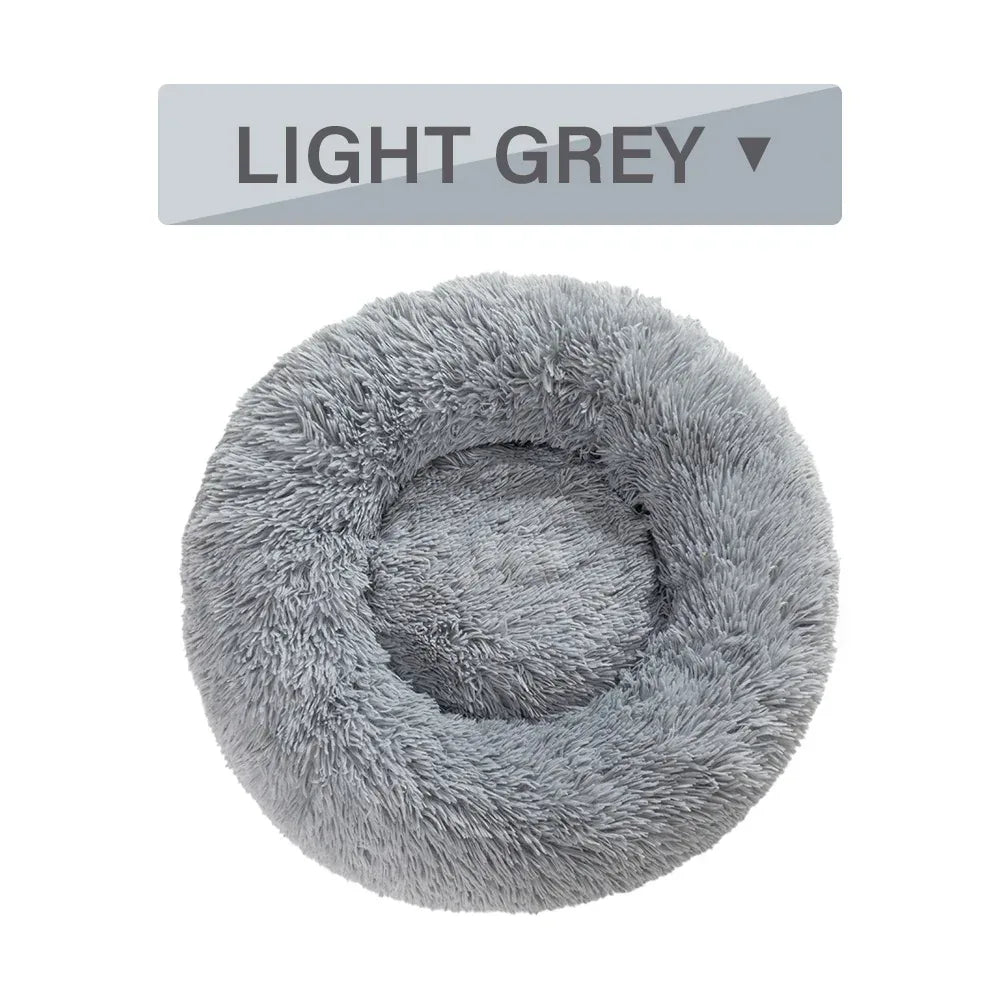 푹신한 도넛 강아지 침대 따뜻하고 부드러운 긴 플러시 반려동물 쿠션 강아지 집 고양이 침대 세탁 가능한 반려동물 소파 매트 진정 효과 작은 대형 강아지 침대