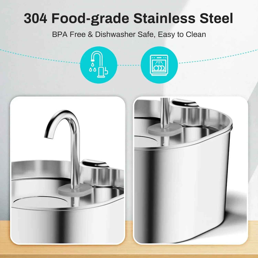 Stainless Steel Smart Pet Water Fountain with Auto Circulation
