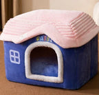 Casa plegable para perros Cama para gato Villa de invierno para perros Kennel para dormir Nido desmontable Cueva cerrada cálida Sofá Suministros para mascotas
