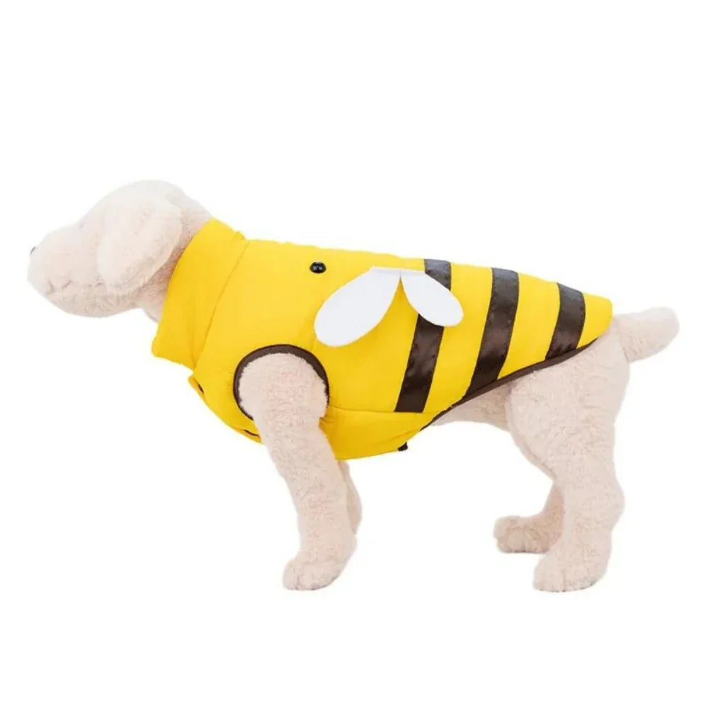 Manteau chaud pour chien Costume mignon d'abeilles Vêtements d'hiver pour chiens Tenue pour animaux pour temps froid Veste pour petits, moyens et grands chiens