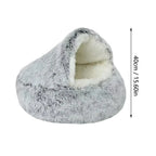Cuccia Invernale 2-in-1 per Animali Rotonda in Pile Morbido e Caldo Casa per Animali