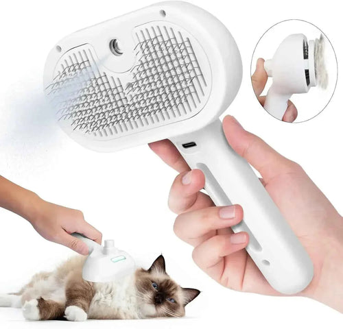 3-in-1 Pet Steam Brush Spray Grooming Comb Hair Remover
