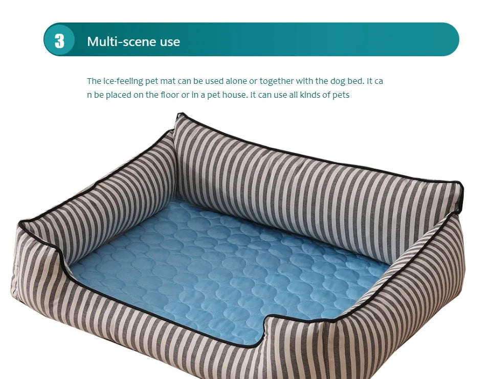 Cooling Pet Mat for Dogs & Cats – Summer Ice Silk Sleeping Pad