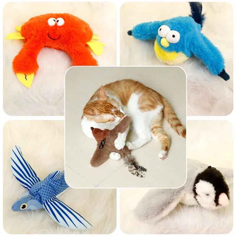 Interactive Pet Plush Toy Electric Flopping Fish & Bird