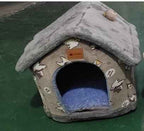 Casa plegable para perros Cama para gato Villa de invierno para perros Kennel para dormir Nido desmontable Cueva cerrada cálida Sofá Suministros para mascotas