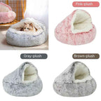 Cama semi-cerrada para gato con cubierta universal para las cuatro estaciones, nido con caparazón, para perro pequeño, suministros para mascotas de invierno