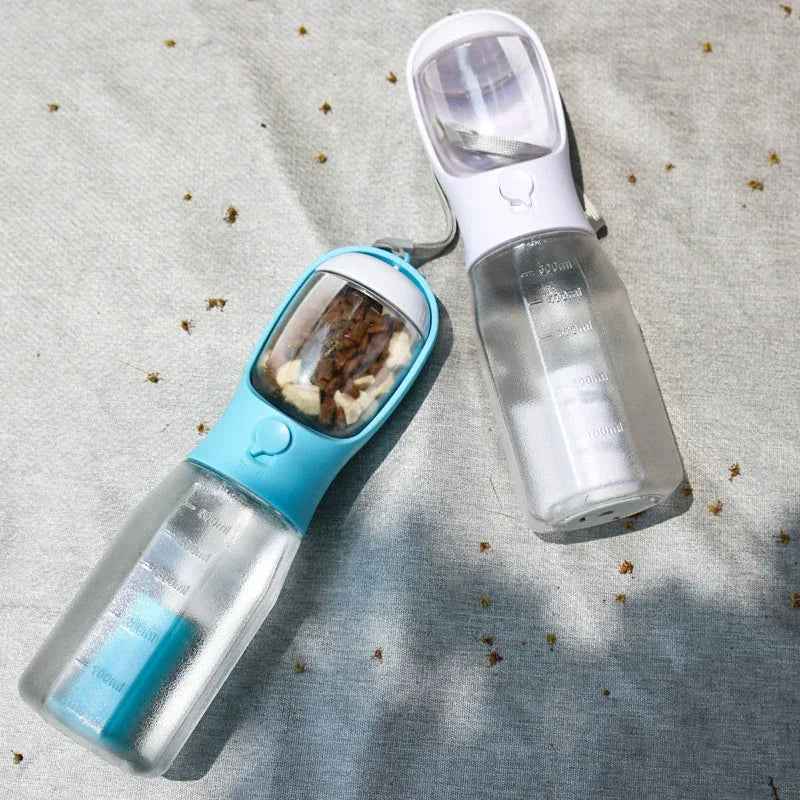 3-in-1 Portable Pet Water Bottle with Food & Poop Dispenser