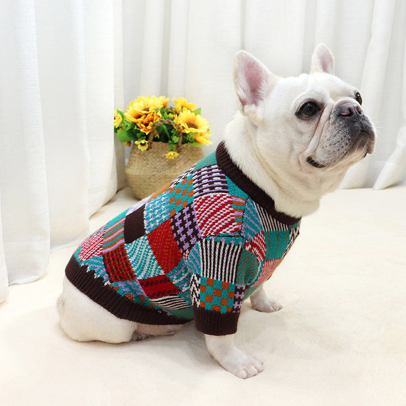 Fashion Pet Dog Beggar Outfit Contrast Sweater