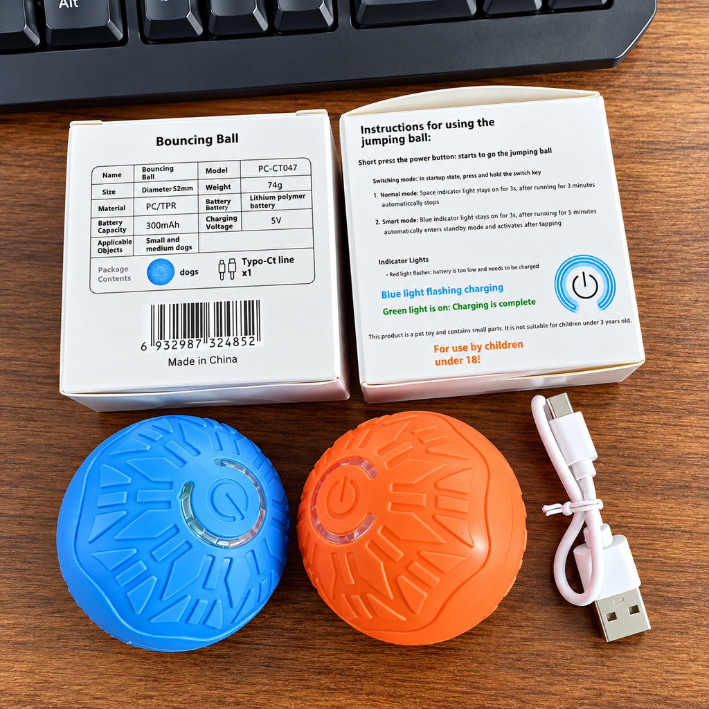 Bola Elétrica Saltitante para Pets Brinquedo Automático Luminoso para Cães Produtos para Treinamento de Cães Bola Resistente