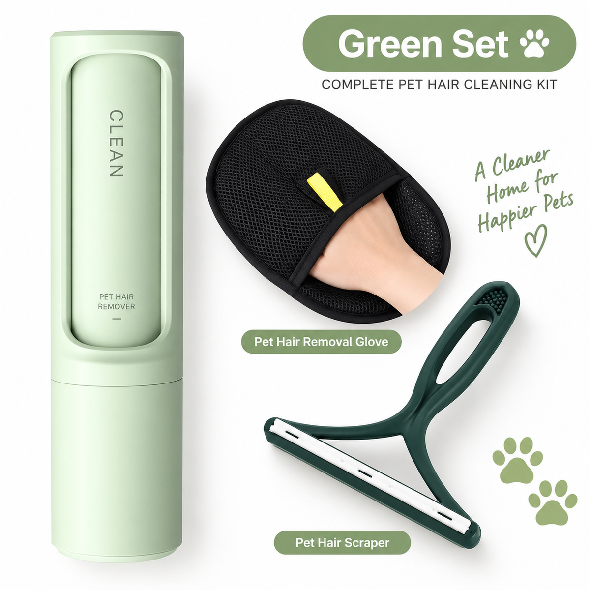 2-in-1 Reusable Pet Hair Remover Brush Self-Cleaning Lint Roller