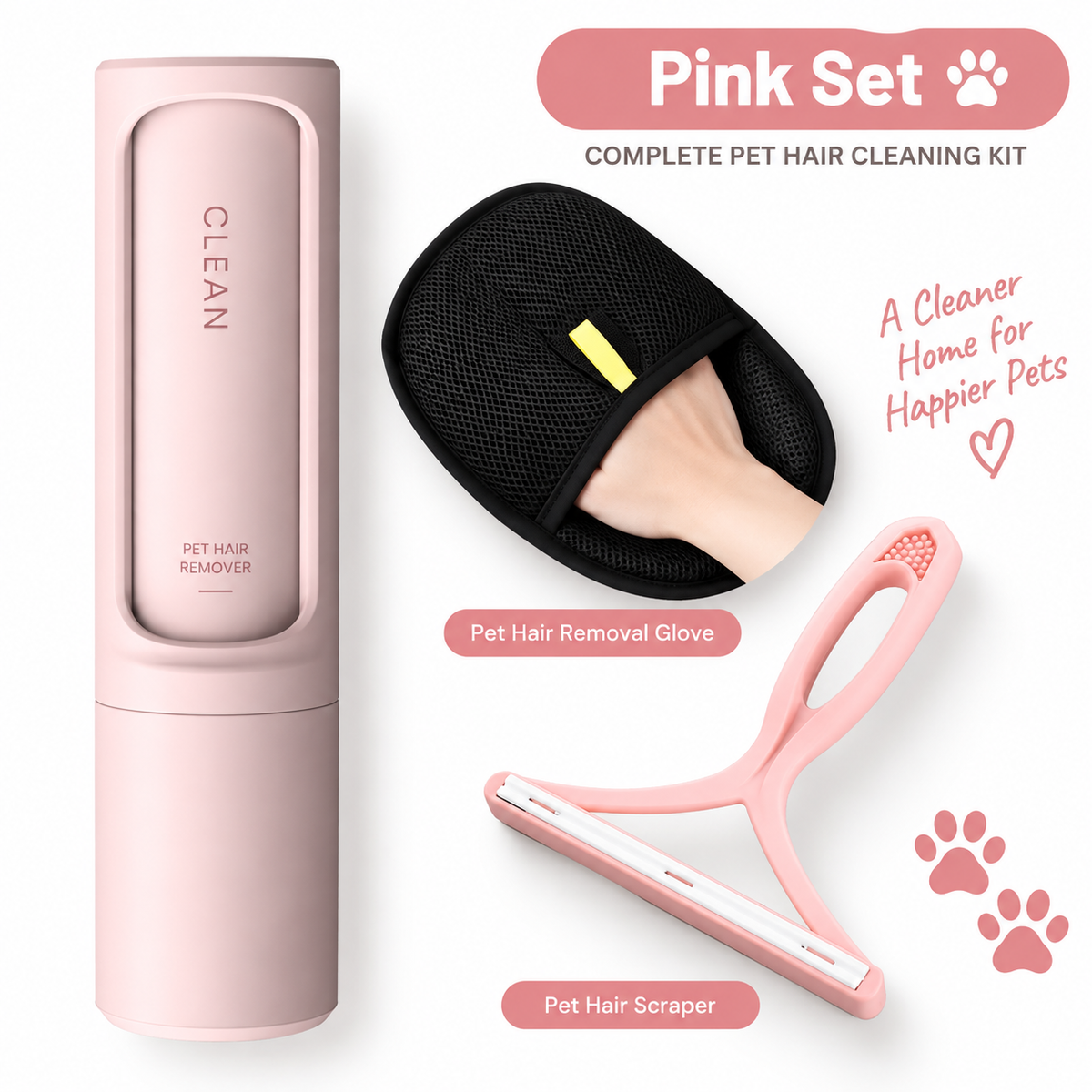 2-in-1 Reusable Pet Hair Remover Brush Self-Cleaning Lint Roller