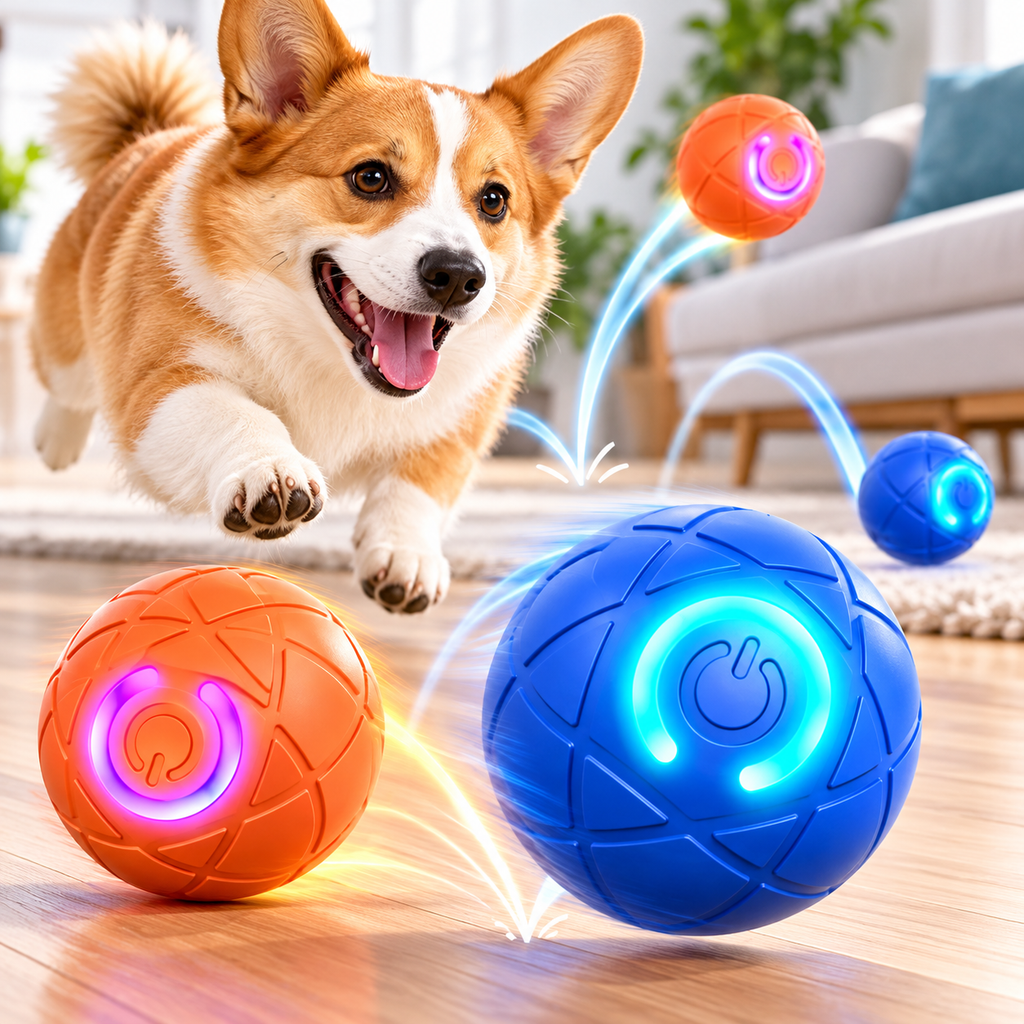 Bola Elétrica Saltitante para Pets Brinquedo Automático Luminoso para Cães Produtos para Treinamento de Cães Bola Resistente
