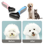 Rasqueadeira de Cuidados para Cães e Gatos com Duas Faces para Remoção de Pelos Soltos e Desembaraço