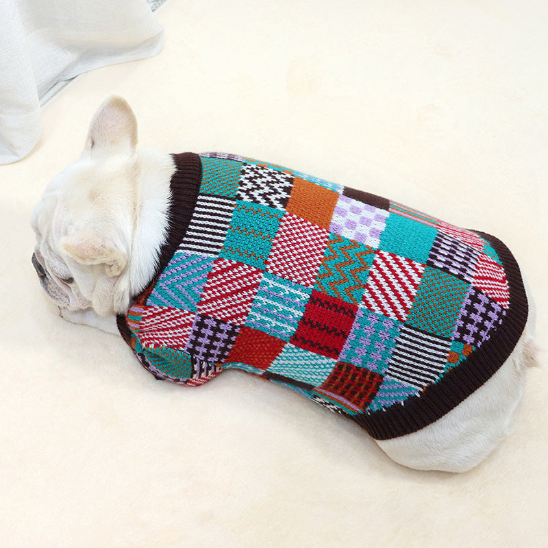 Fashion Pet Dog Beggar Outfit Contrast Sweater