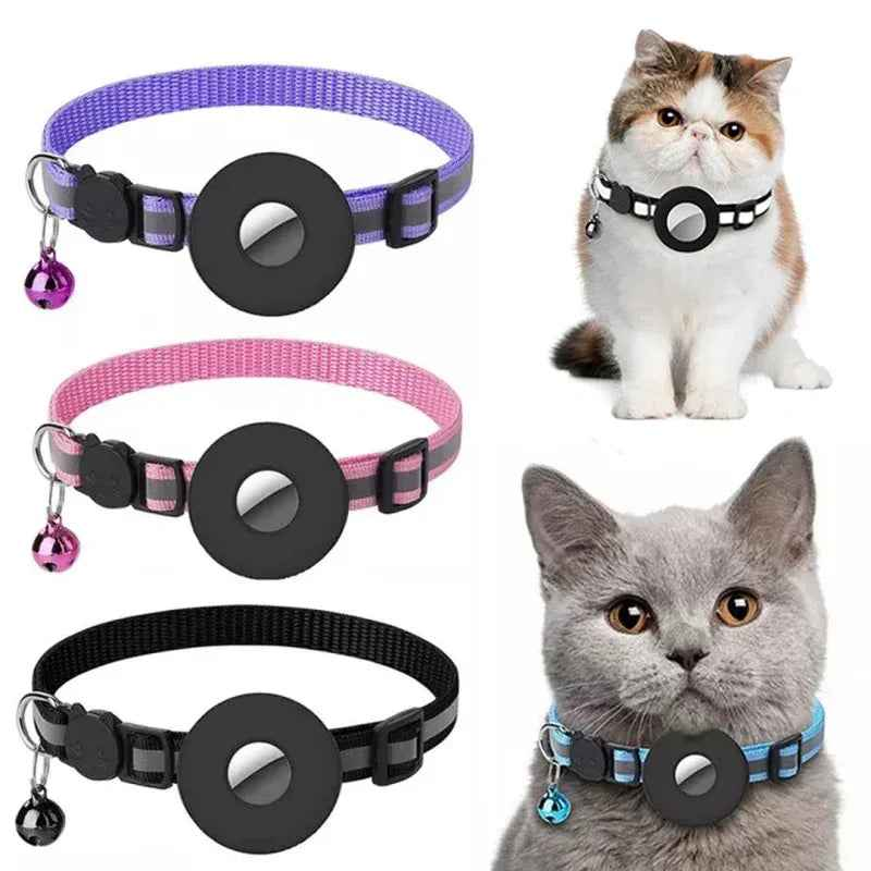 Reflective Waterproof AirTag Cat Collar with Holder Case