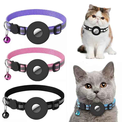 Reflective Waterproof AirTag Cat Collar with Holder Case