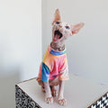 Pakaian Kucing Tanpa Bulu Tie-dye Pelapik Pelangi