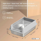 Oversized Stainless Steel Litter Box, Semi-enclosed Splash-proof And Leak-proof Design, Removable Lid, Suitable For Big Cats, And More