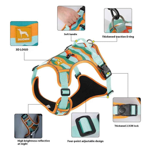 Reflective Dog Harness & Leash Set Chest Strap Walking Lead