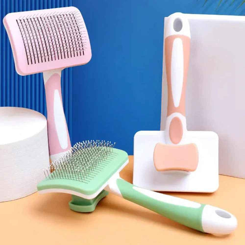 Self-Cleaning Slicker Brush for Dogs & Cats One-Click Hair Remover