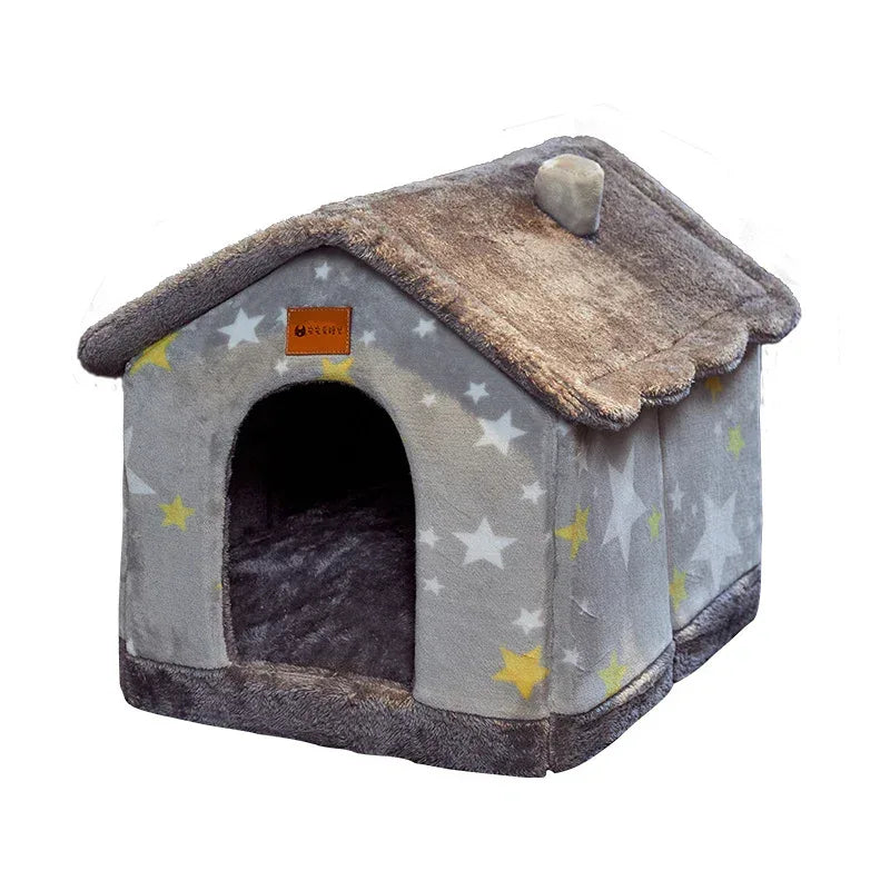 Casa plegable para perros Cama para gato Villa de invierno para perros Kennel para dormir Nido desmontable Cueva cerrada cálida Sofá Suministros para mascotas