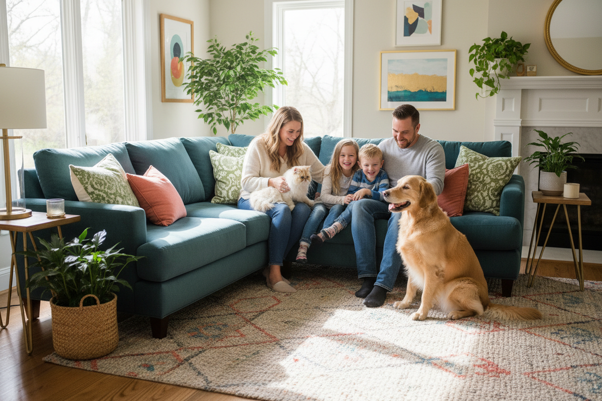 Dog and Cat with Happy Family