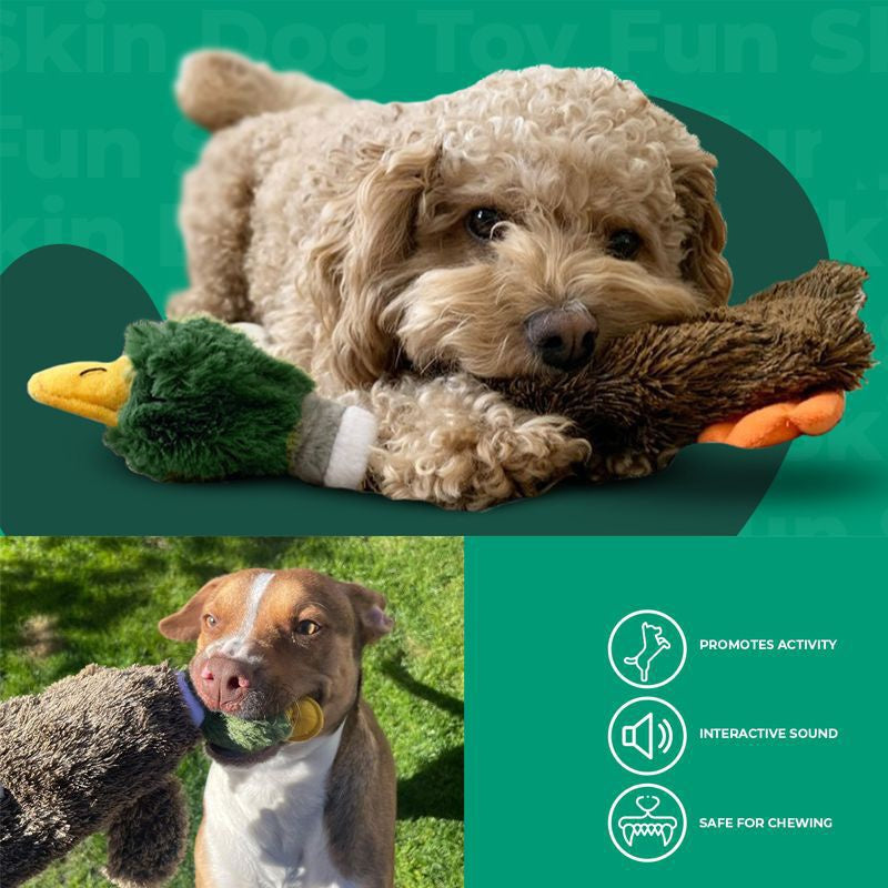 Best Pet Supplies 2-in-1 Stuffless Squeaky Dog Toys With Soft, Durable Fabric For Small, Medium, And Large Pets, No Stuffing For Indoor Play, Supports Active Biting And Play - 1Wild Duck