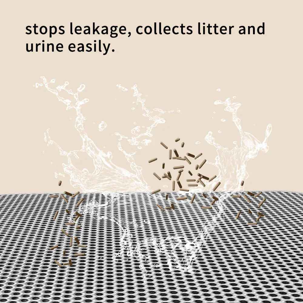 Premium Cat Litter Mat - Leak-Proof Waterproof Base & Non-Slip Backing - Effectively Traps And Filters Litter For A Cleaner, Dry Floor