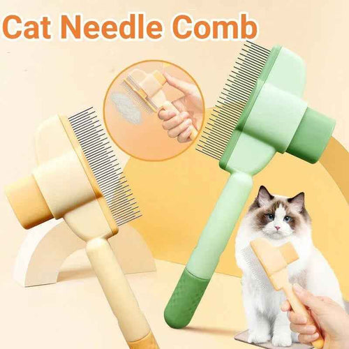 Self-Cleaning Pet Grooming Comb with Release Button for Dogs & Cats