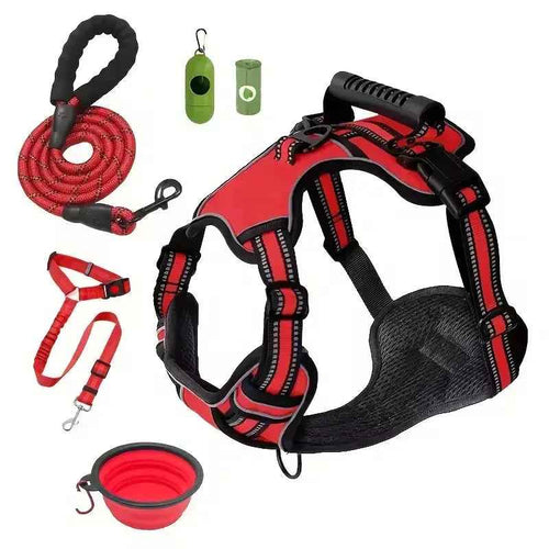 Tactical Service Dog Harness Kit with Seat Belt & Travel Bowl