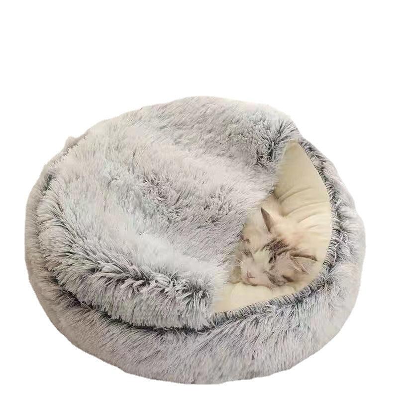 Cama semi-cerrada para gato con cubierta universal para las cuatro estaciones, nido con caparazón, para perro pequeño, suministros para mascotas de invierno
