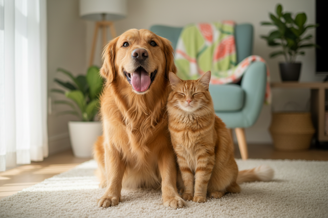 Happy Dog and Cat